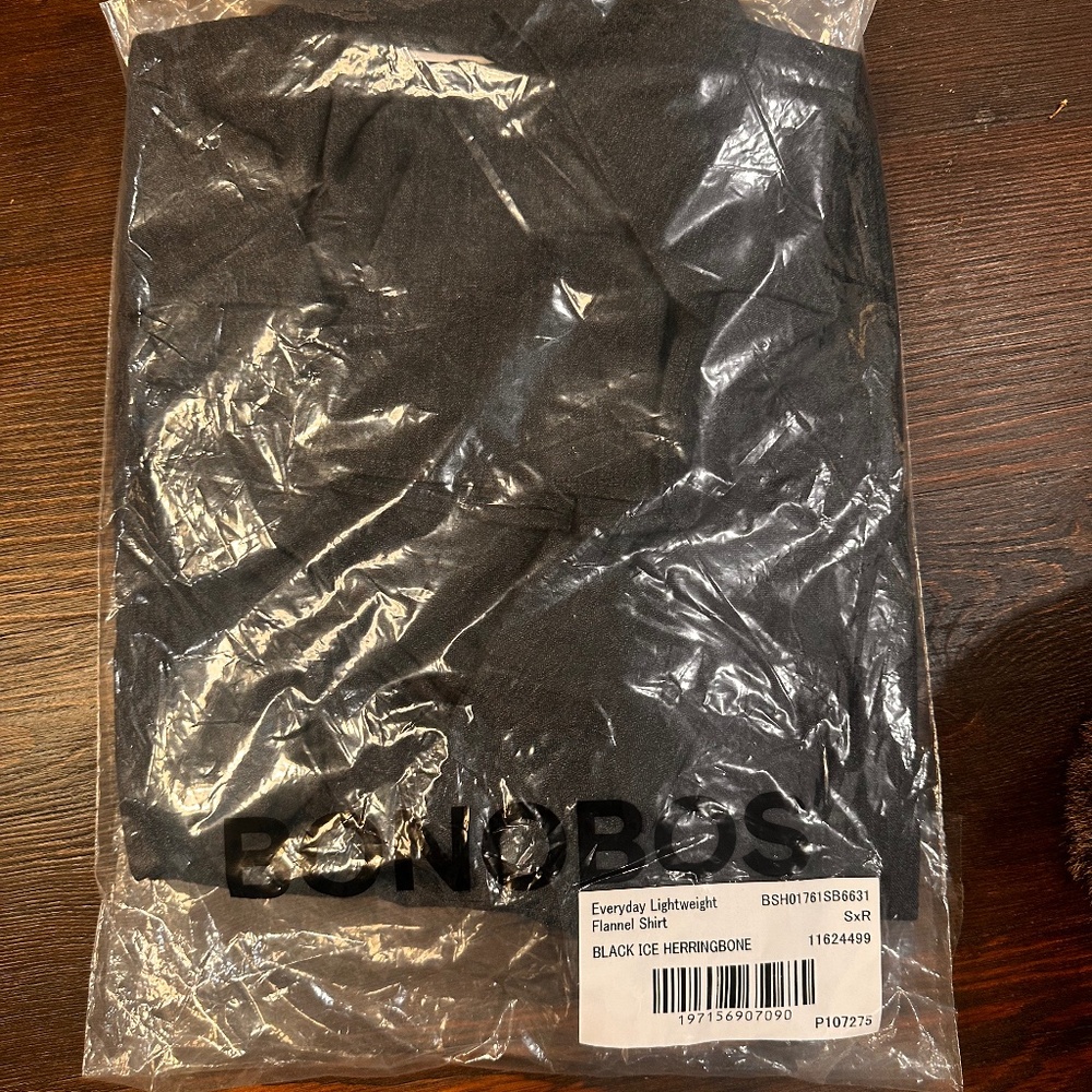 Bonobos Everyday Lightweight Flannel in Black Ice Herringbone (Size S, Slim)